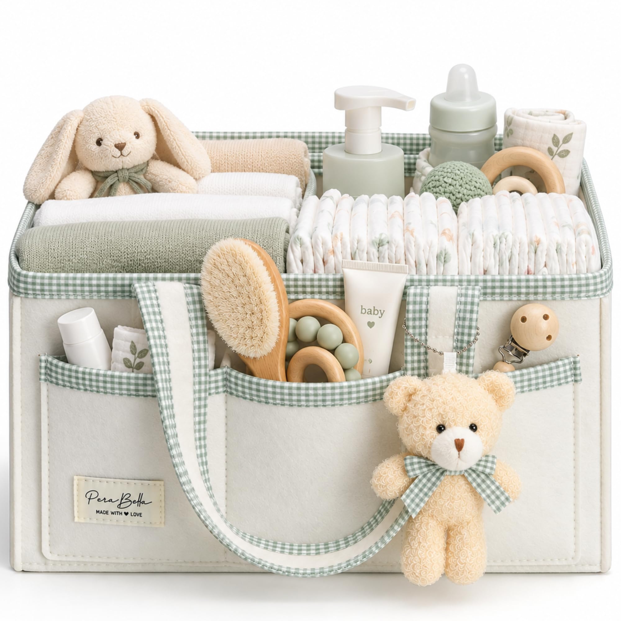 PeraBella Diaper Caddy Organizer with Handle, Baby Shower Gifts Basket Bag, Regi