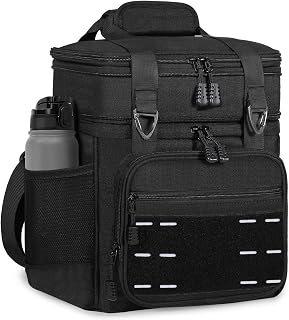 Tactical Expandable Lunch Box Men 2 Layer Cooler Bag 30 Cans Black