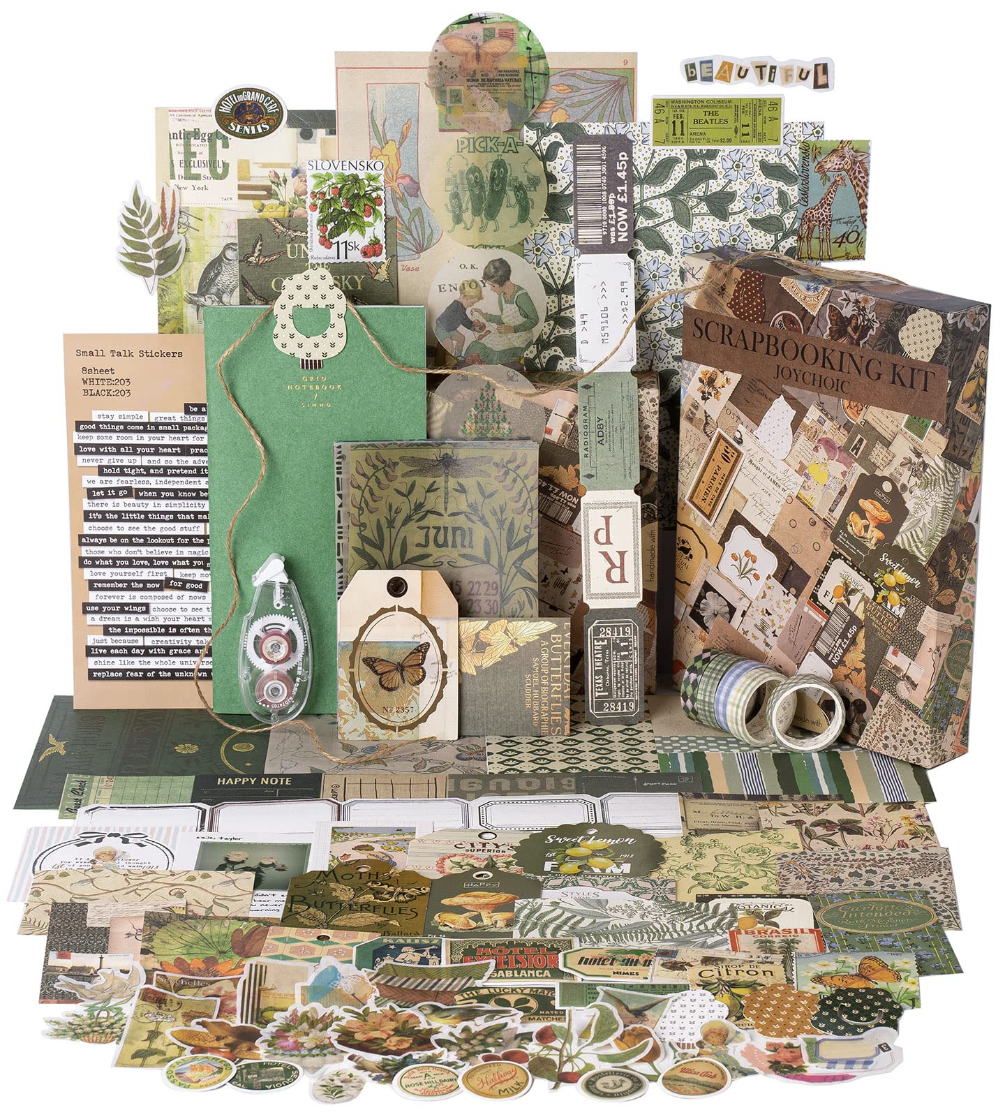 JOYCHOIC Vintage Junk Journal Supplies Aesthetic Journaling Kit, Scrapbook Paper