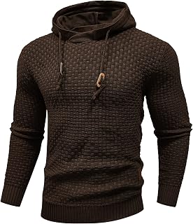 Zaitun Mens Hooded Sweatshirt Long Sleeve Knitted Pullover Sweater