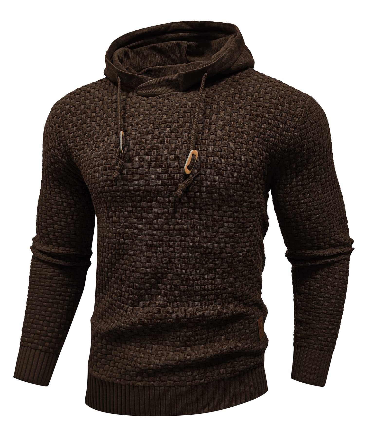 Zaitun Mens Hooded Sweatshirt Long Sleeve Knitted Pullover Sweater