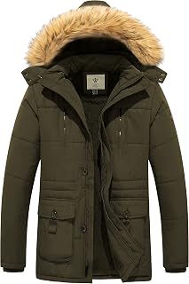 WenVen Men's Warm Winter Coat Quilted Parka Jacket with Fur Removable Hood