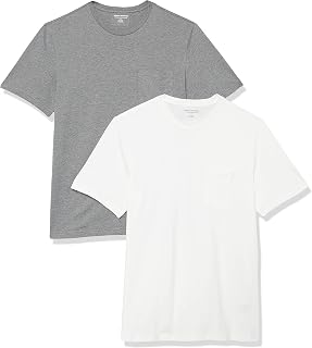 Amazon Essentials Men's T-Shirt Slim-Fit Short-Sleeved Crewneck Pocket, Pack of 2