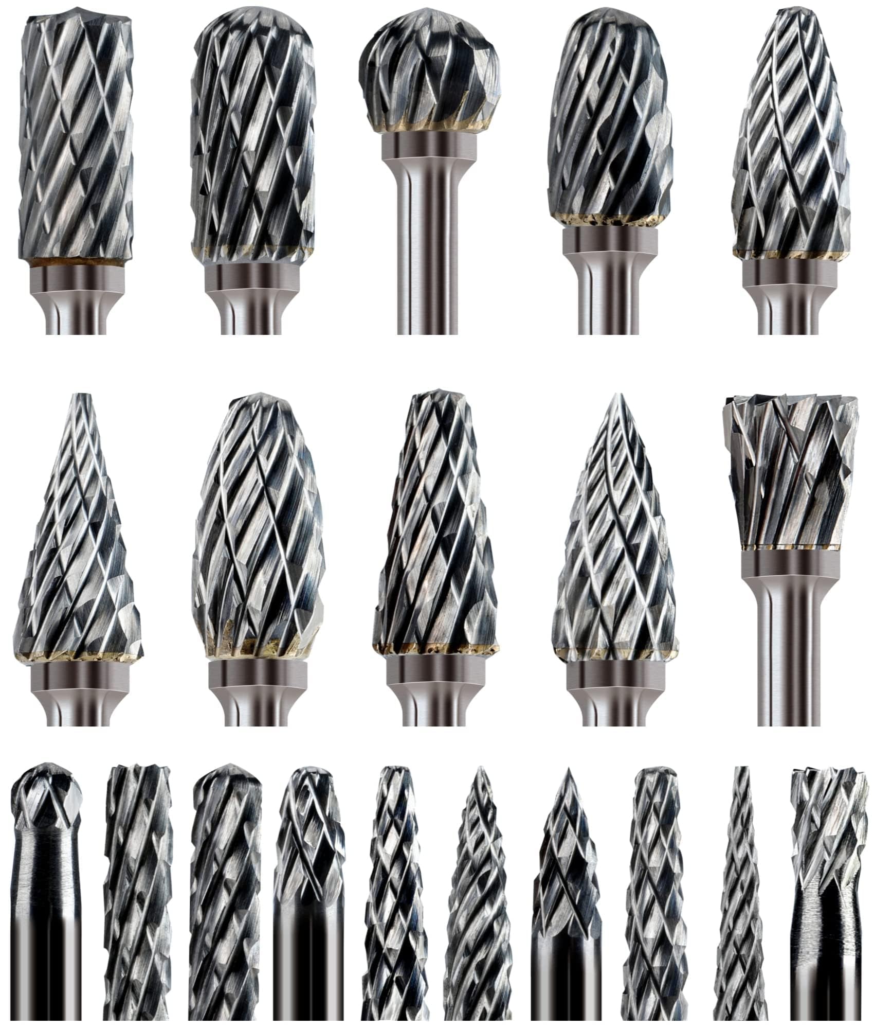 20 Pcs Carbide Burr Bits 1/8" Shank Compatible with Dremel Milwaukee Metal Grind