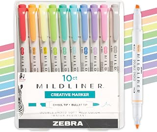 Zebra Pen MILDLINER Highlighter, Fluorescent and Cool, Dual Tip, 10-Pack