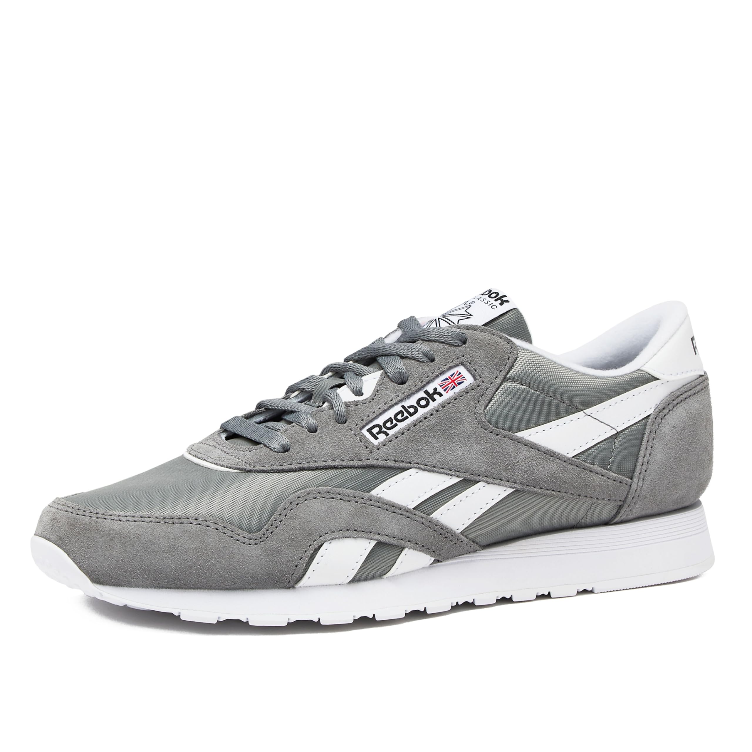 Reebok Men's Classic Nylon Tennis Shoes, White Pure Grey, EU 41 - UK 7