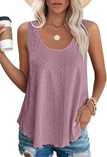 DUOEASE Women's Tank Tops Summer Casual Sleeveless U-Neck Tunic Blouse Tshirt