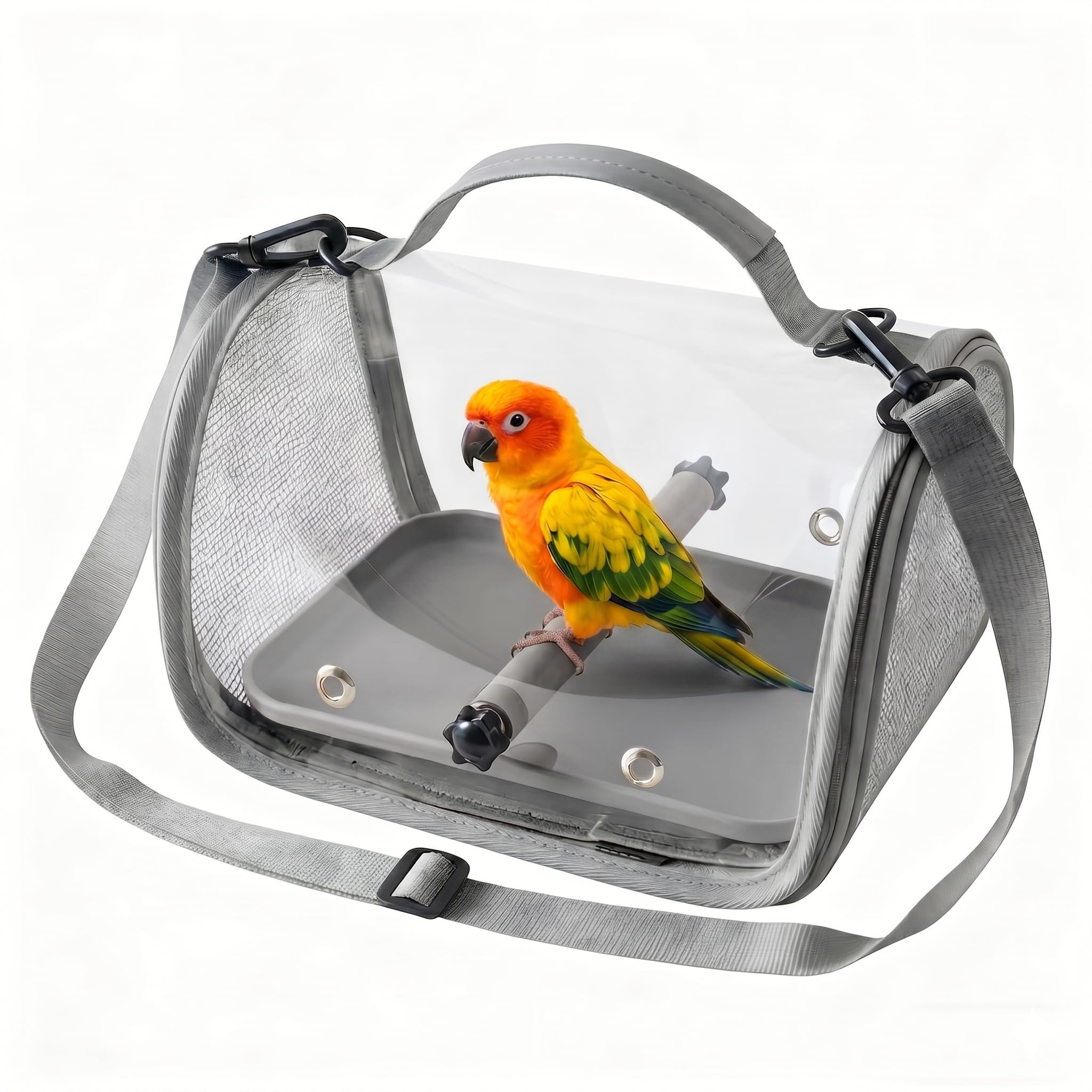 Portable Bird Travel Carrier with Transparent Front & Breathable Mesh, Lightweig