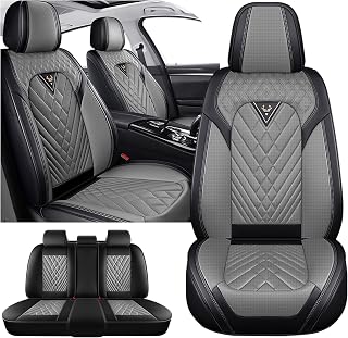 Car Seat Covers for GMC Yukon XL 2000-2026, Waterproof Nappa Leather Car Seat Protector, Comfortable and Anti-Slip Car Seat Cover&Accessories(5 Seats/Black Gray)