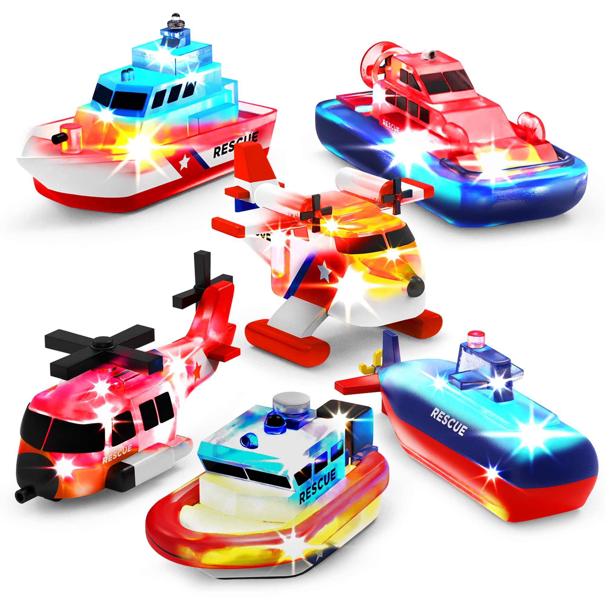 Tub Works® Ocean Rescue™ Vehicles Light Up Bath Toys, 6 Pack | Water-Activated L