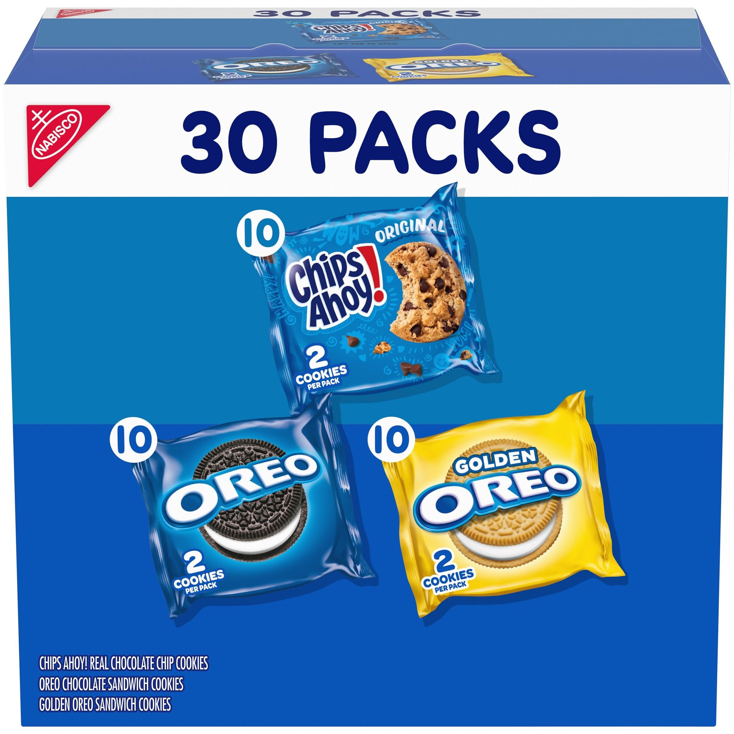 Nabisco Sweet Treats Cookie Variety Pack OREO & CHIPS AHOY!, 30 Snack Packs | 2 