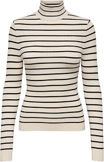 ONLY ONLKAROL Noos Women's Structured Turtleneck Sweater in Fine Knit - Fitted Knit Jumper
