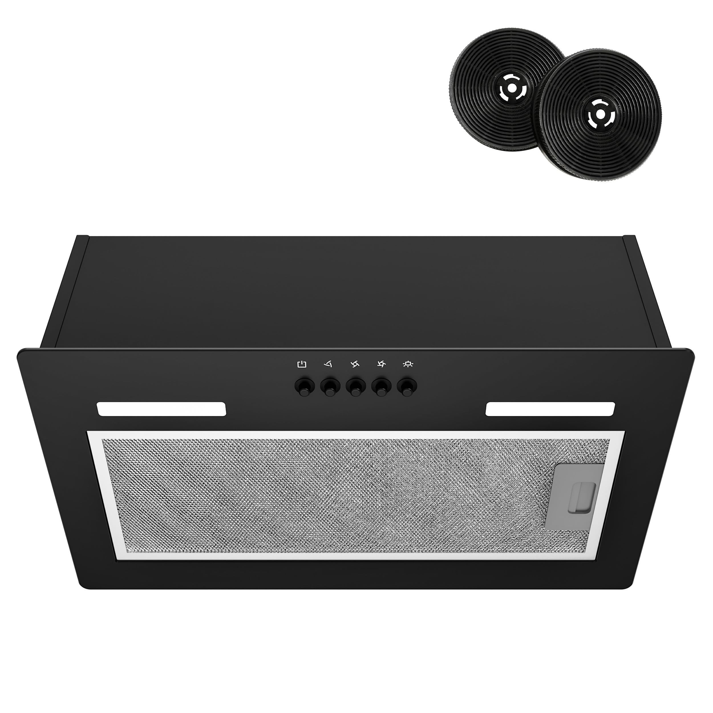 FIREGAS 52cm Black Integrated Cooker Hood, 350m³/h, 3 Speed, A Energy | Brushles