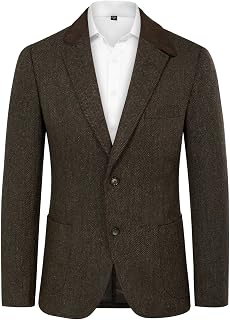 PJ PAUL JONES Mens Herringbone Blazer Vintage Tweed Wool Blend Sport Coat Jacket