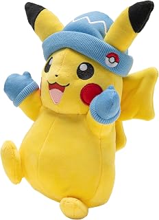 Pokémon 8" Pikachu Holiday Christmas Plush with Santa Hat & Mittens Accessory - Officially Licensed - Generation 1 - Stuffed Animal Toy Figure - Stocking Stuffer Gift Kids, Boys, Girls - 2+