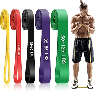 5 Level Resistance Bands, Exercise Bands for Working Out, Pull Up Assist | 5-125 LBS Resistance for Men & Women, Full-Body Training, Fitness, Physical Therapy, Stretch Workout at Home, Gym, Outdoor
