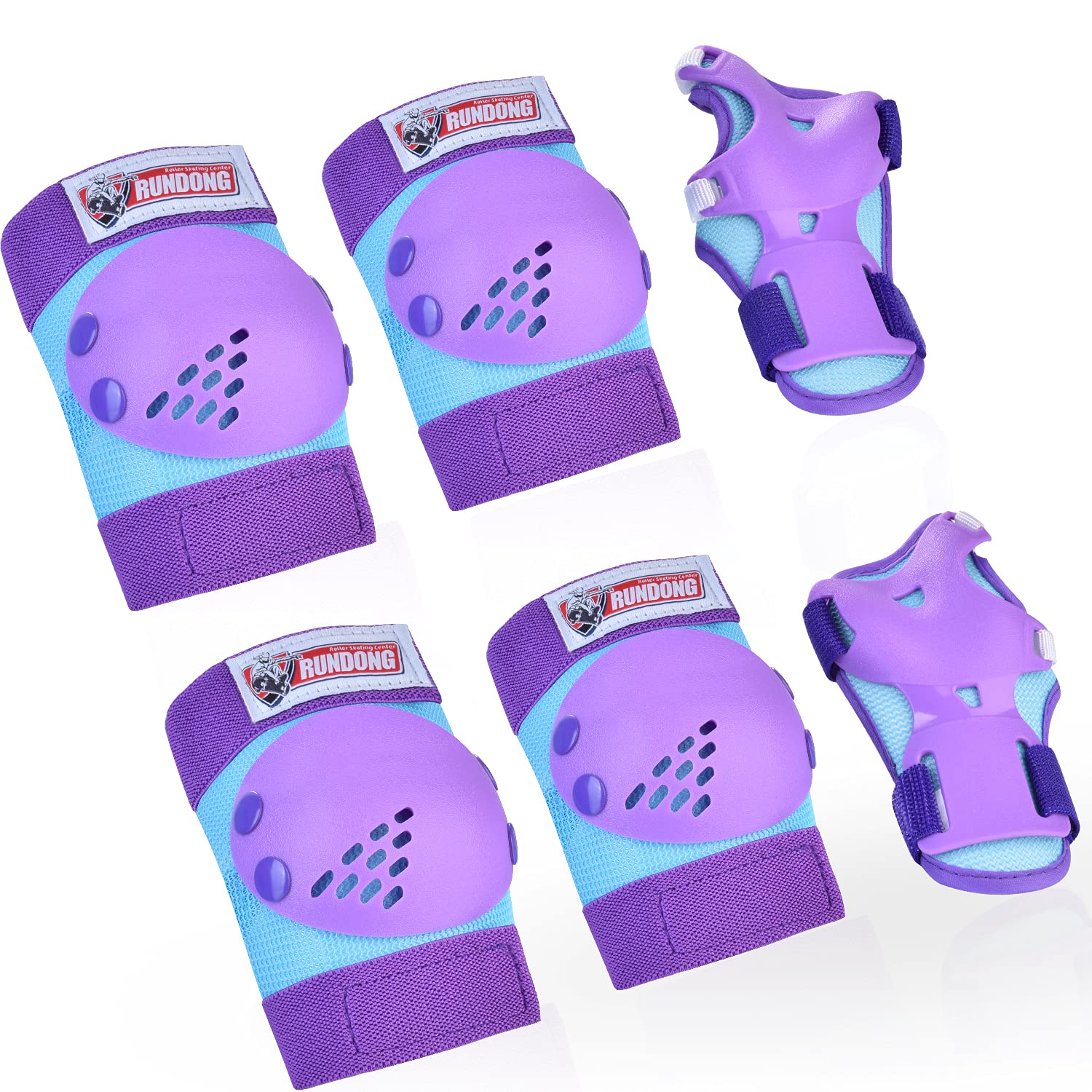 RUNDONG Kids Knee Pads Elbow Pad Wrist Guards Roller Skating Protective Set | 3-