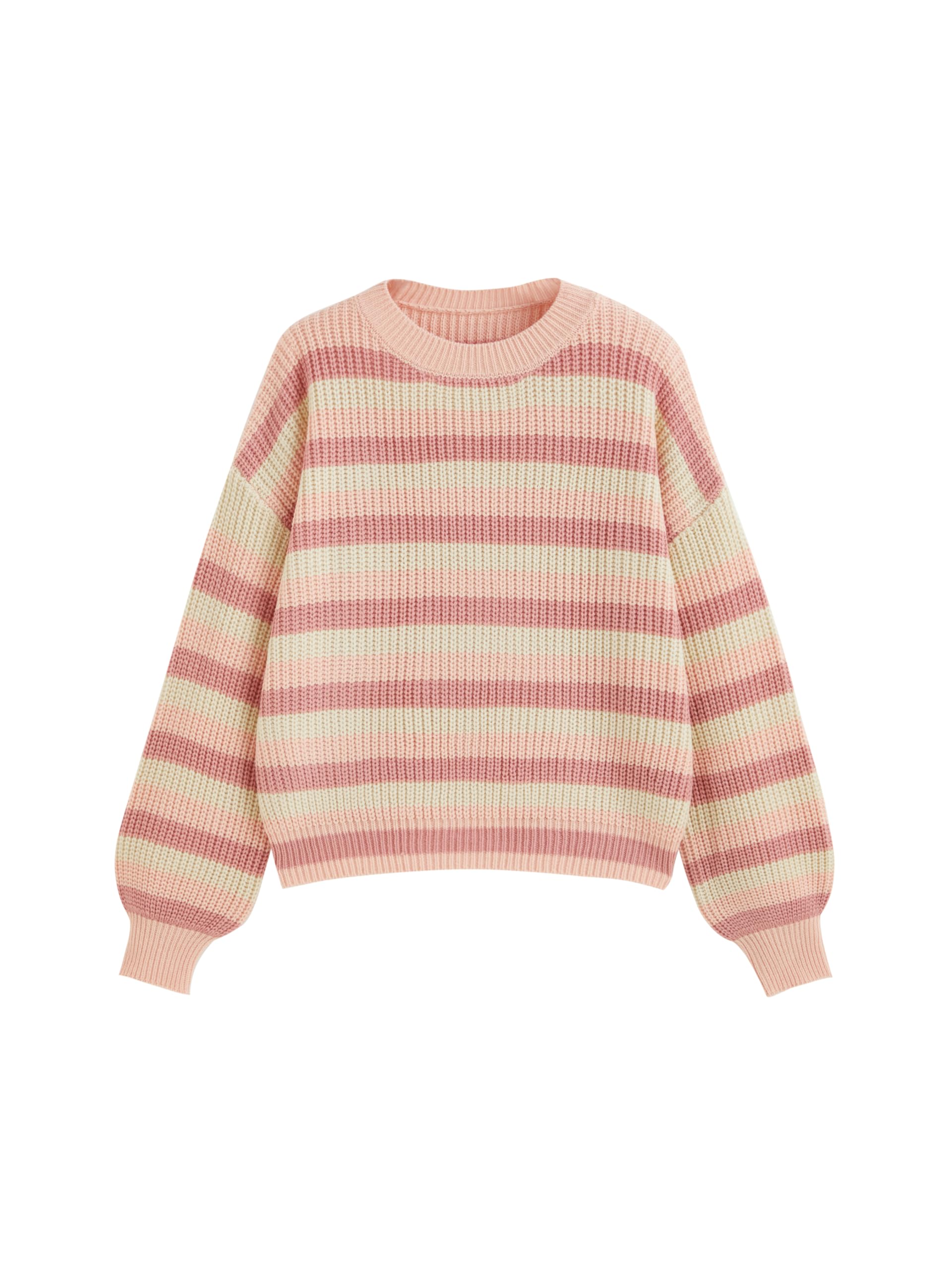 CIDER Women's Cropped Striped Pullover Long Sleeve Crew Neck Trendy Pullover Top