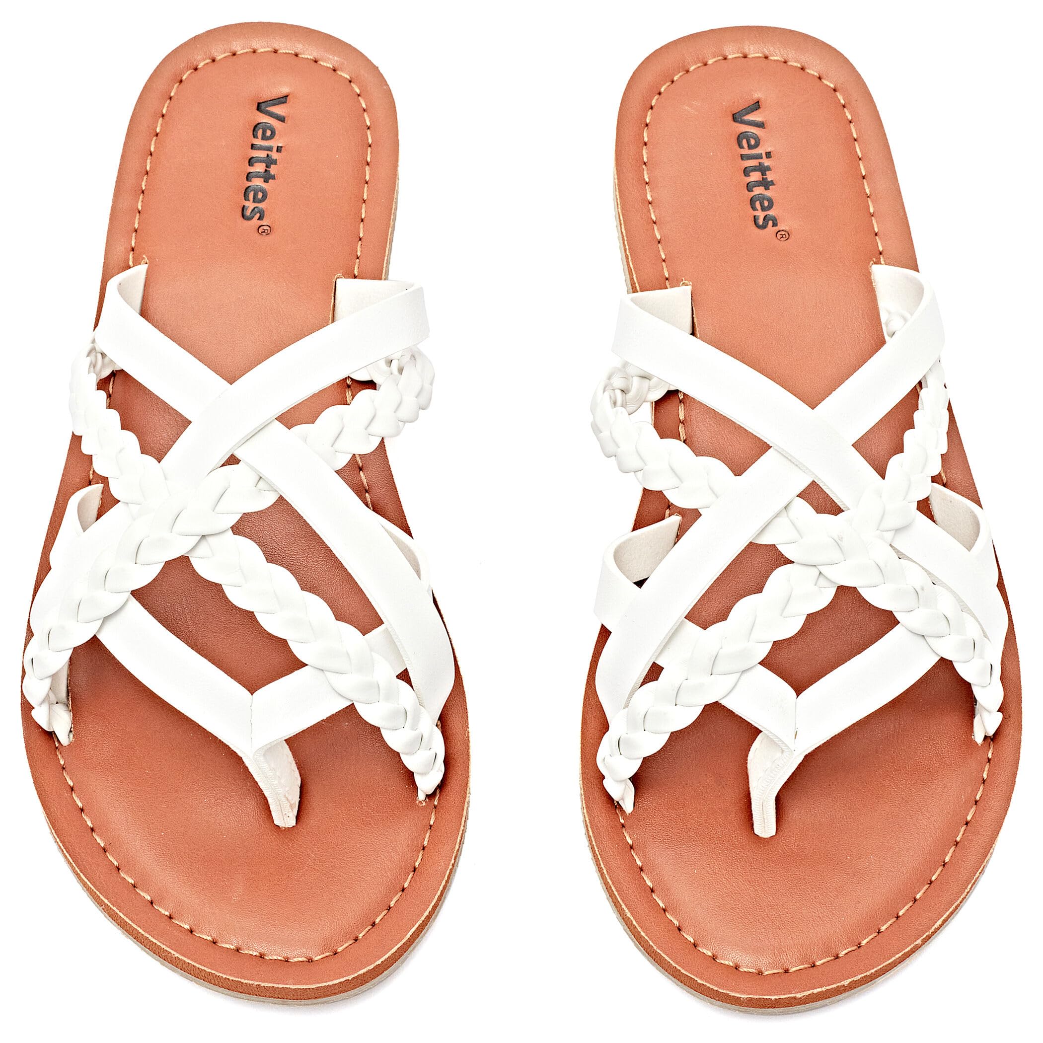 Veittes womens flat sandals slip on fashion slip on braided toe braided toe thon