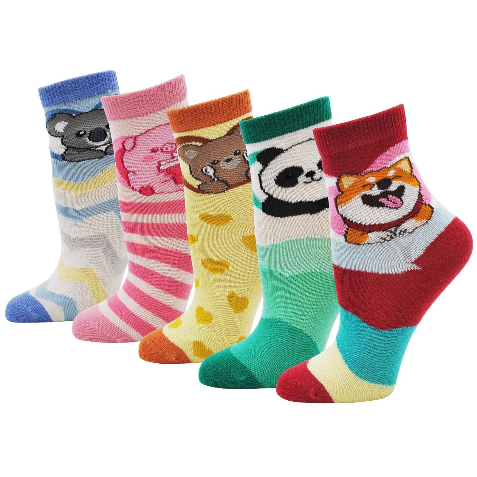 PUTUO Girls' Children's Cotton Socks, Novelty Socks, Baby Girl, Animal Socks, 5 