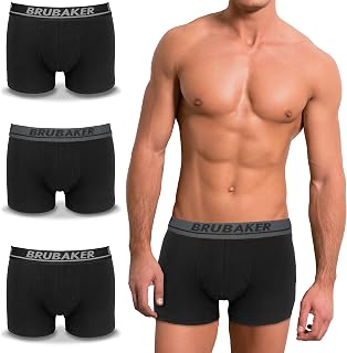 Brubaker Men's Retro Boxer Shorts – Pack of 4 Retro Shorts – Hipster Boxer Underwear with Elastic Waistband Comfortable and Breathable without Fly – Men's Underwear Made of Cotton and Lycra®