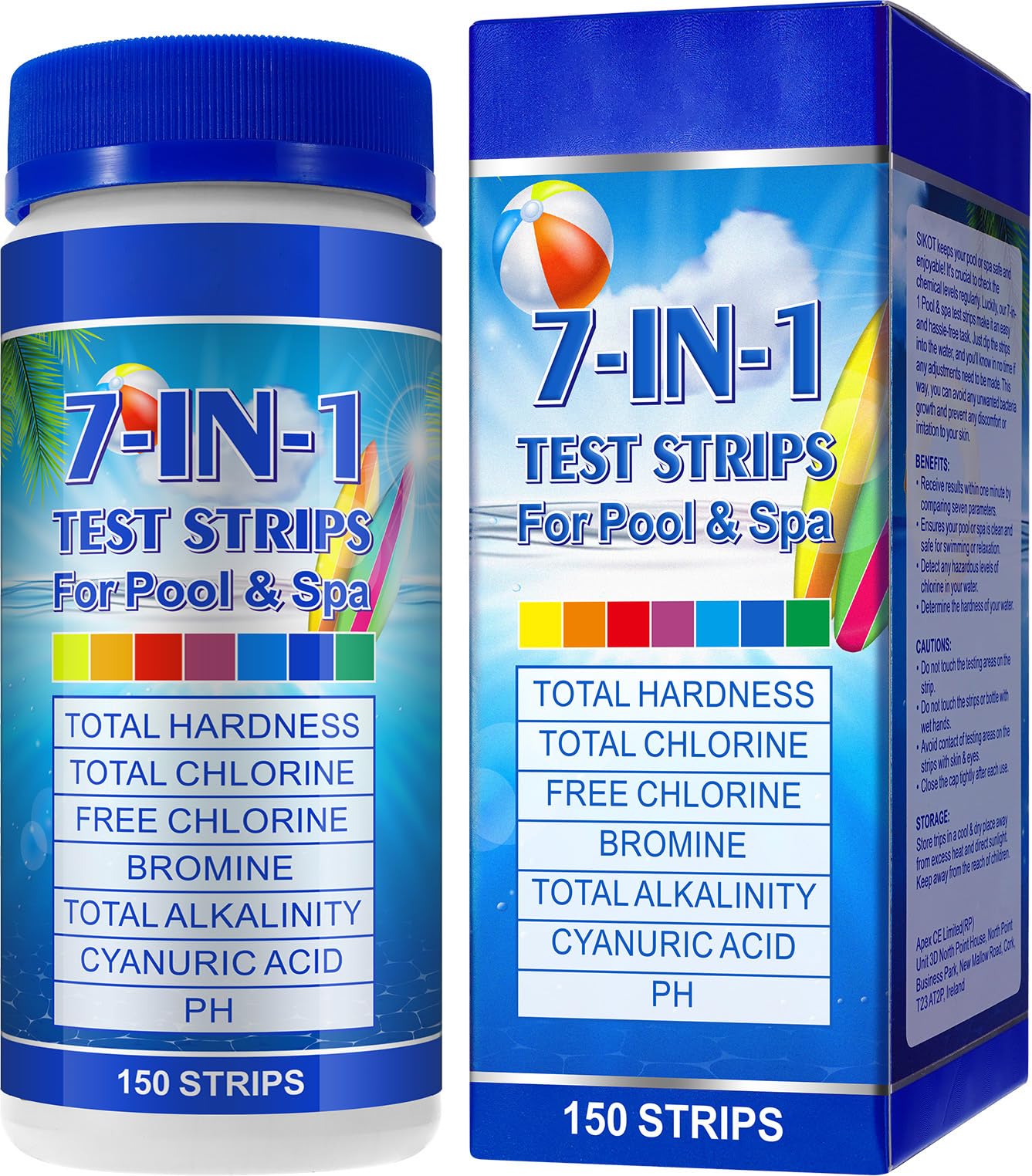 Hot Tub Test Strips 7-In-1 (150Pcs)| Ph Test Strips For Swimming Pool & Spa | Po