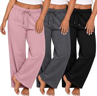 Huukeay 3 Pack Womens Plus Size Pants Wide Leg Lounge Trousers