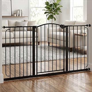 Regalo Safety 30.5"-58" Extra Wide Baby Gate, Bottom of Stairs &amp; Doorways | Pressure Mounted with Door, For Babies, Toddlers &amp; Pets, Bronze, Tested &amp; Trusted for 30 Years