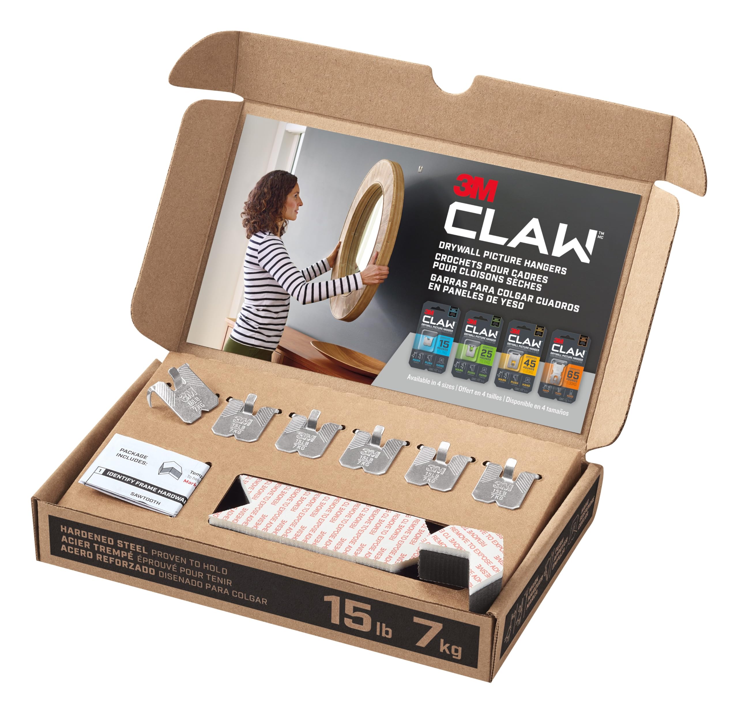 3M CLAW(TM) 15 lb. Drywall Picture Hanger With Spot Marker, Heavyweight Hanging 