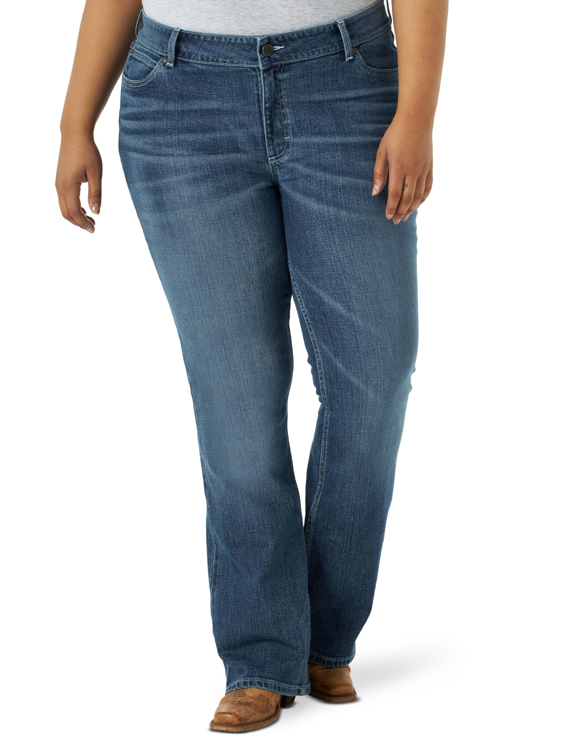 Wrangler Women's Retro Mae Plus Size Mid Rise Stretch Boot Cut Jean