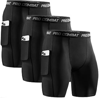 Niksa Men's Fitness Shorts Compression Leggings 3 Pieces, Compression Baselayer Shorts Sports Shorts Fitness Trousers Jogging Running