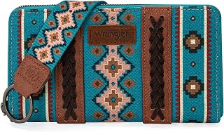 Wrangler Women Wallet Western Aztec Style Wallet Card Holder Dark Turquoise Fashion