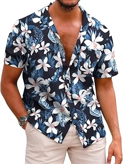 COOFANDY Men's Hawaiian Shirt Short Sleeve Summer Leisure Vacation Beach Shirt Button Down Regular Fit
