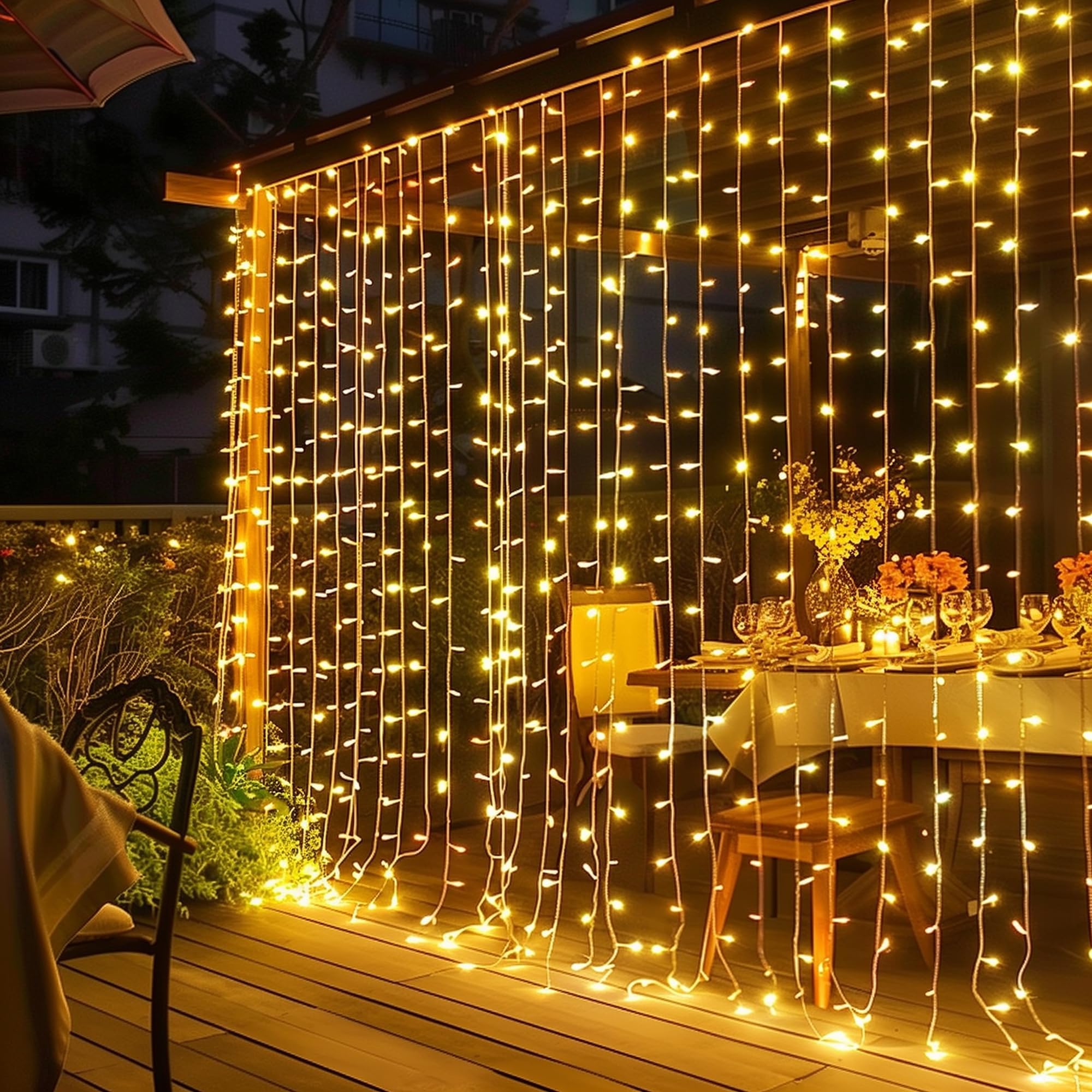 Dazzle Bright 300 LED Curtain Lights, Plug in Fairy Curtain Lights for Bedroom, 