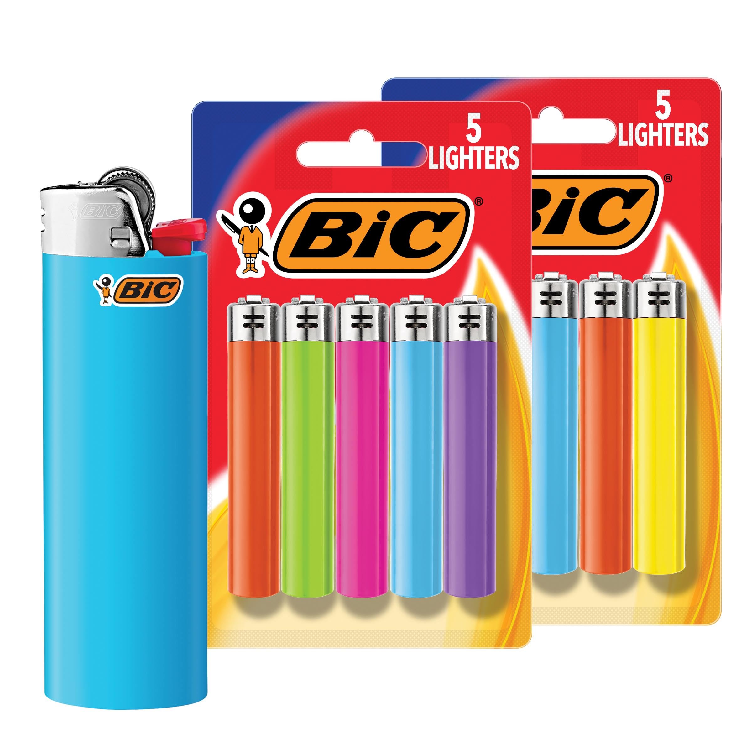 BIC Maxi Pocket Lighters, Dependable, Long-Lasting, 10-Pack, Assorted | Colors M