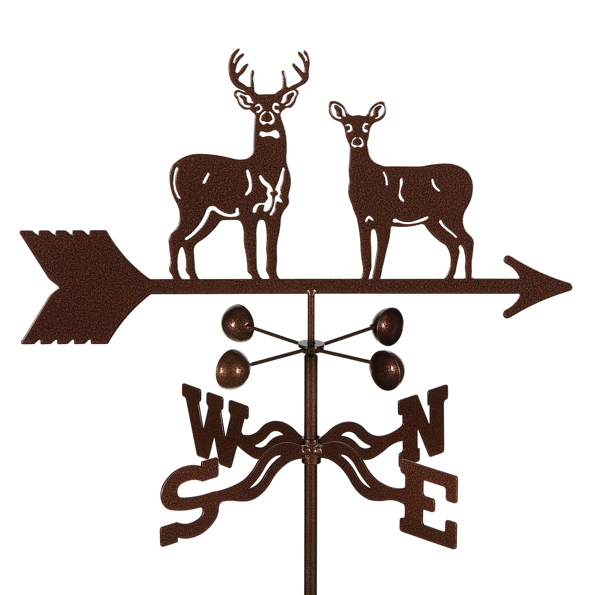 EZ Vane Steel Standing Deer Weathervane with Wind Cups — Roof Mount | Handcrafte