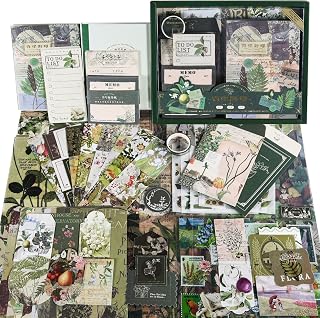 Scrapbook Supplies Kit, Vintage Junk journaling Supplies, Scrapbooking Kit | Stationary Set with Aesthetic Ephemera Stickers, Bullet Journaling Kit, Collage Craft Supplies Gift for Adults Women Starter