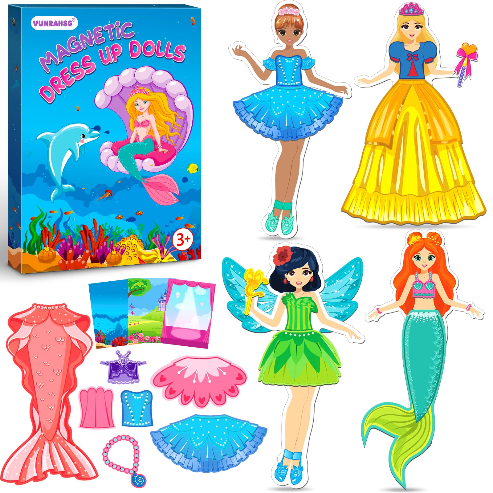 Magnetic Dress Up Dolls Girls Toys Princess Mermaid Fairy Ballerina Fridge Magne