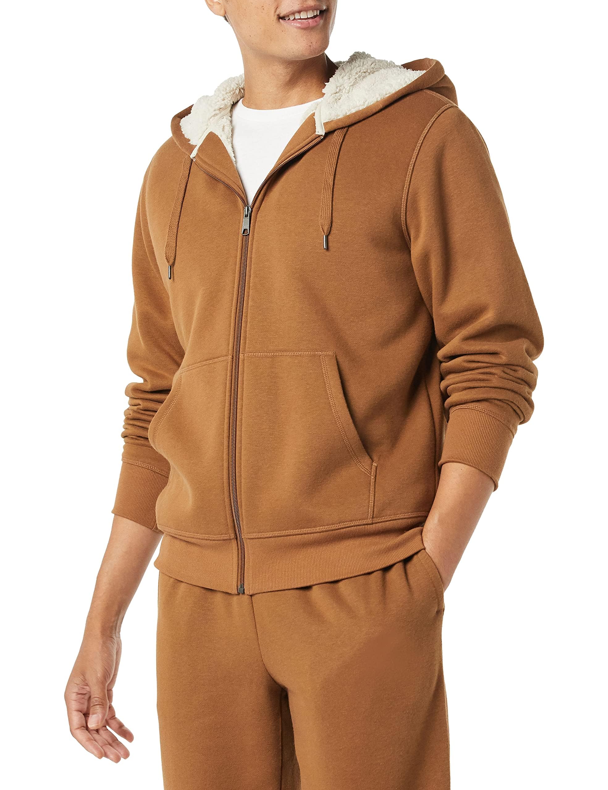 Amazon Essentials Men's Sherpa-Lined Full-Zip Fleece Hoodie