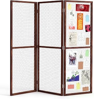 Chunful Wood Foldable Grid Floor Panel Display Stand 47.24" Wedding Booth | Unfinished Natural Wood with Wire Mesh, Vendor Craft Fair Jewelry Card Display, Freestanding Design, Party Photo Decor