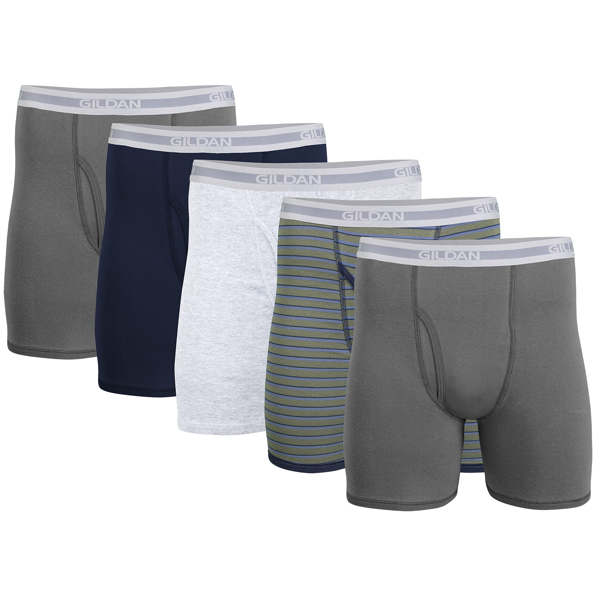 [Posinu] Gildan Men's Underwear Boxer Briefs, Multipack, Charcoal/Navy/Sport Gre