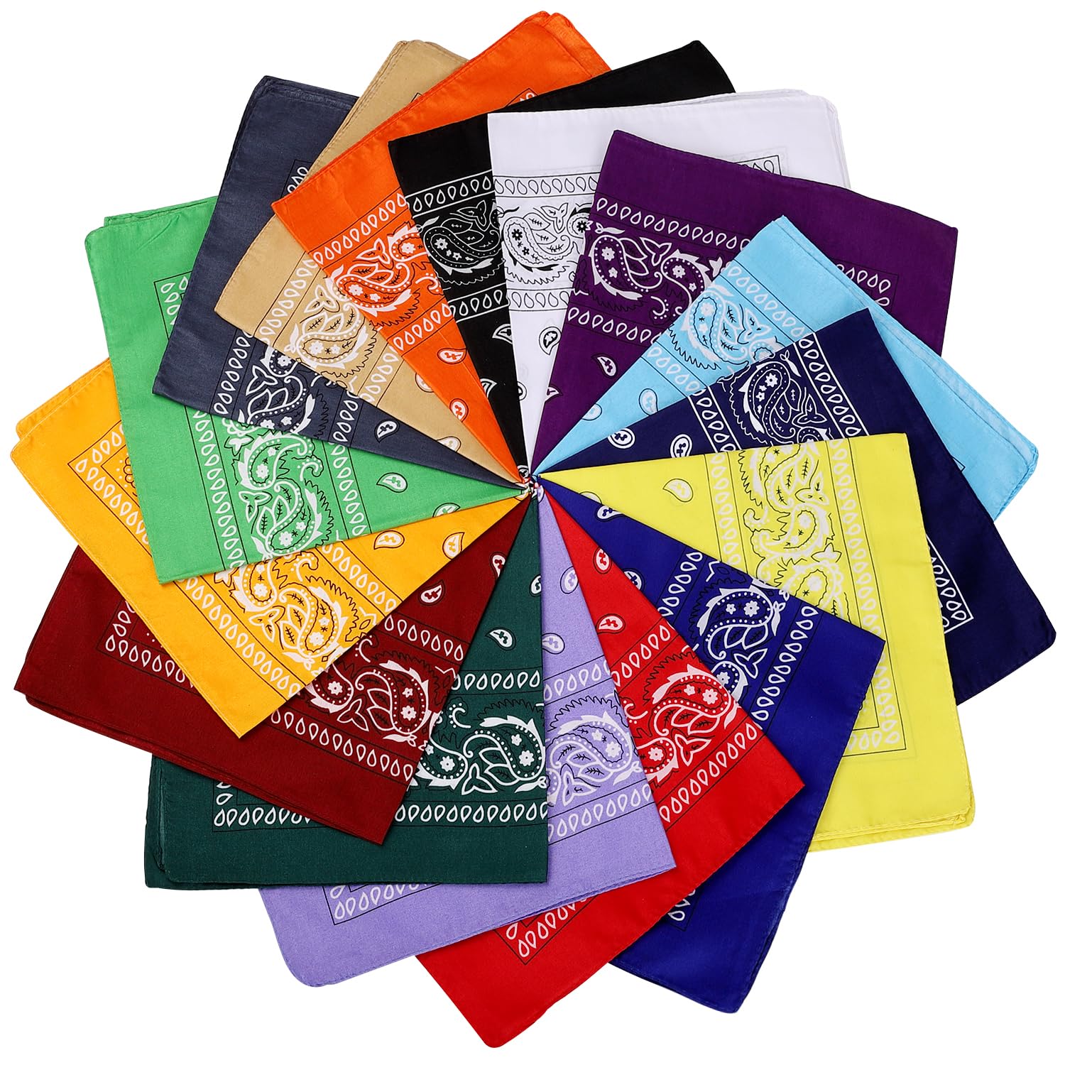 CECIAOAIME 16 Pcs Bandanas for Women Men 22x22 inch Headbands Head Scarf