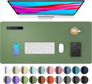 Aothia Desk Mat, Mouse Mat, Office Desk Mat, Non-Slip PU Leather Desk Pad, Waterproof Desk Pad for Office and Home (80 cm x 40 cm, Olive Green)