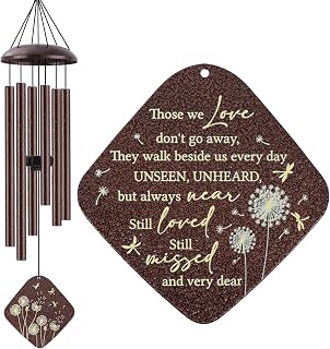 JMsuertes Memorial Sympathy Wind Chimes for Outside Clearance, Dragonfly Wind Chimes for Loss of Loved One Mother Father for Bereavement/Condolence/Funerary Gift Idea,32inch Bronze