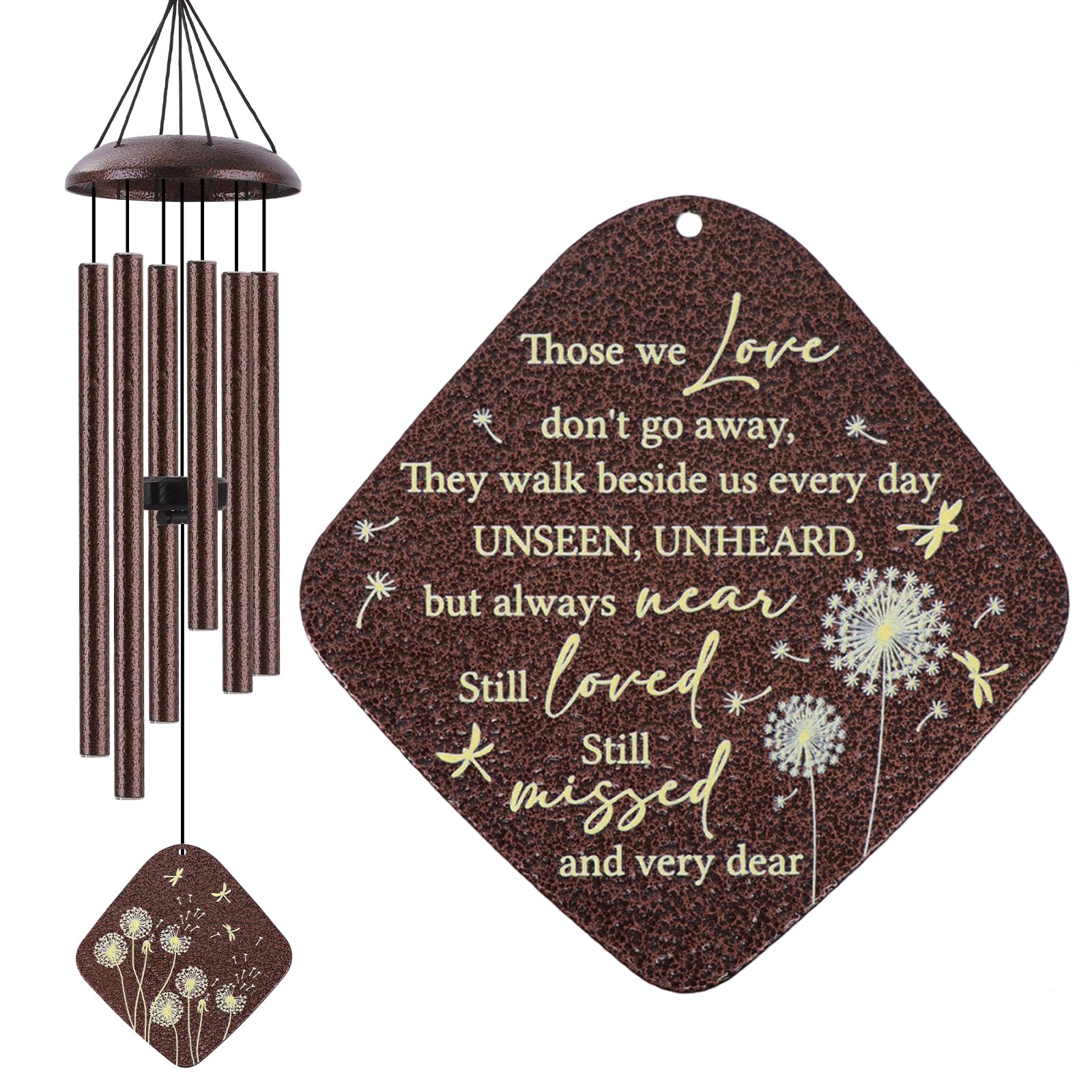 JMsuertes Memorial Sympathy Wind Chimes for Outside Clearance, Dragonfly Wind Ch
