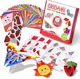 GAMENOTE Origami Kit for Kids Ages 8-12, 54 Projects, 120 Sheets with Book