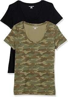 Amazon Essentials Women's Plus Size Short Sleeve Scoop Neck T-Shirt in Classic Fit (Available in Plus Size) 2 Pack