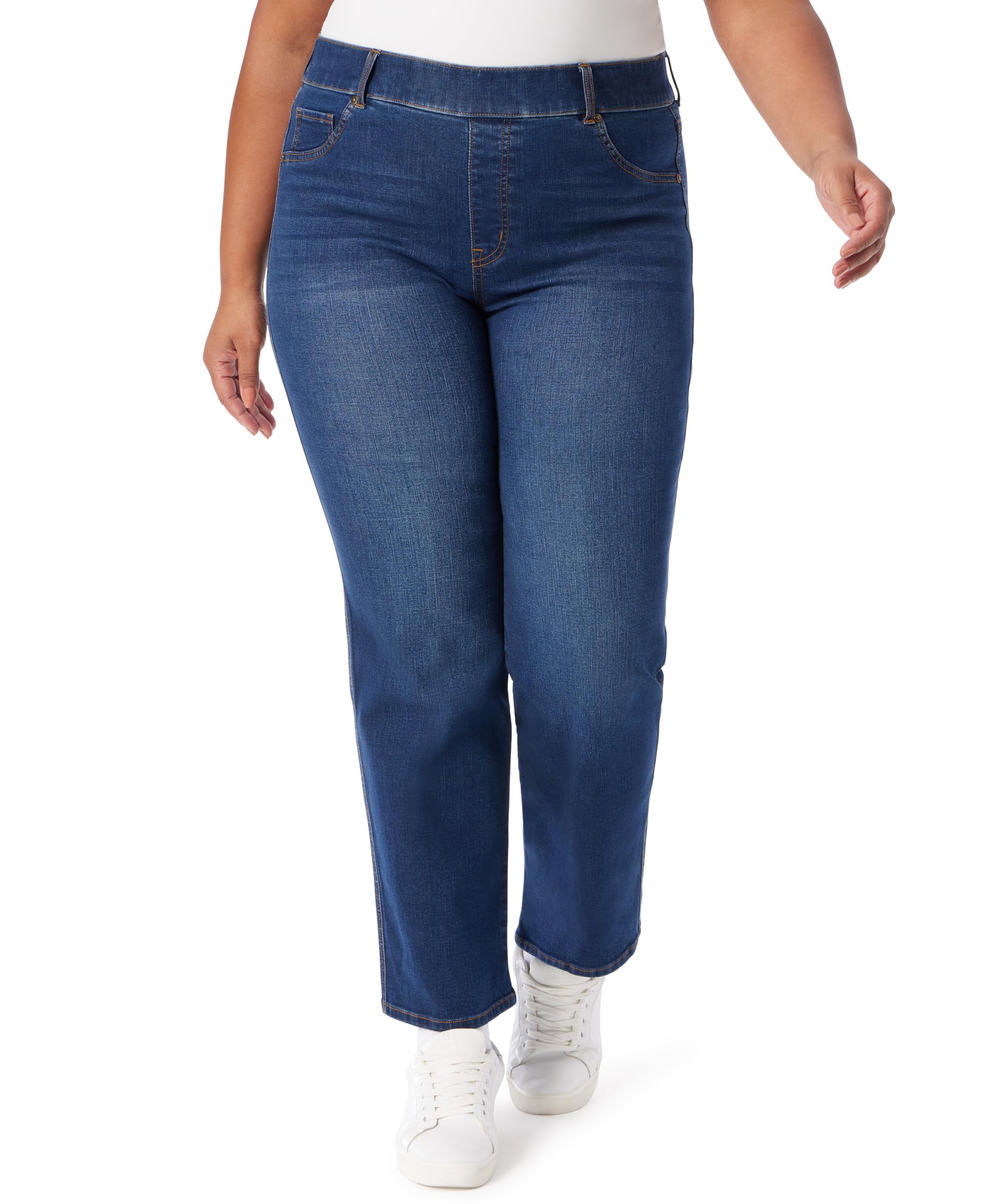 Gloria Vanderbilt - Shape Effect Pull On High Rise Straight Leg Jean Plus Women'