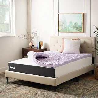 Lucid 3 Inch Lavender Memory Foam Topper, 5 Zones, Plush, Twin XL Size