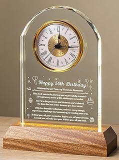 50th Birthday Clock Gifts for Women Men, 50 Year Old Glass Quartz Keepsake